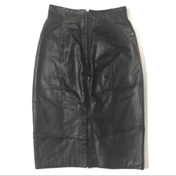 SOLD Byrnes & Bakers leather Skirt Sz 6 - Picture 2 of 5